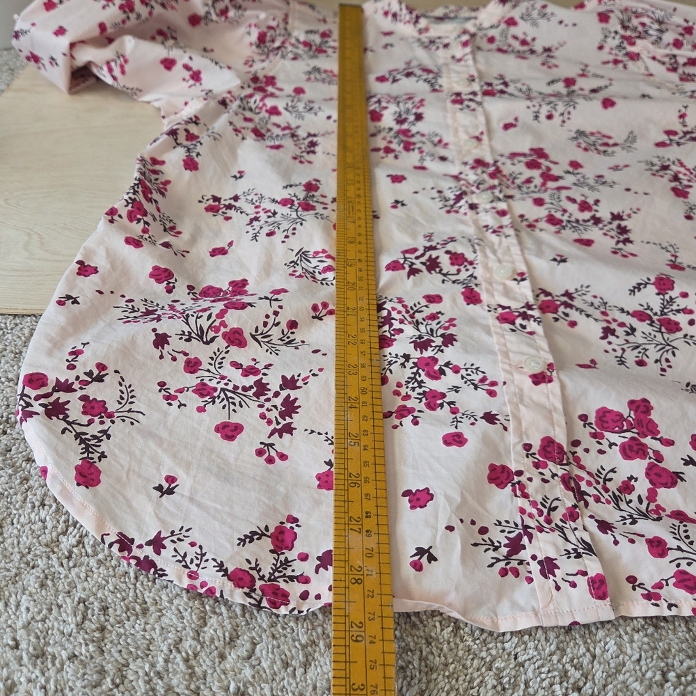 J Crew Classic Collarless Puff Sleeve Shirt Womens 16 Budding Floral Pink - Picture 10 of 16